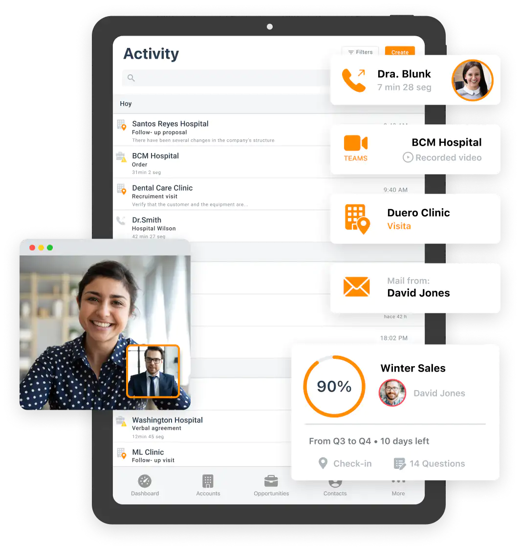 System of recording activity of medical device sellers on iPad.