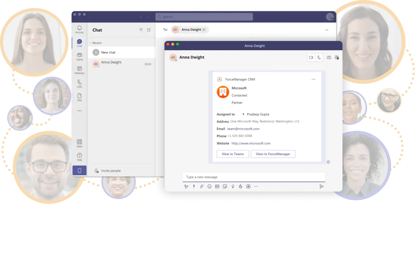 Schermata di comunicazione con il team in Microsoft Teams