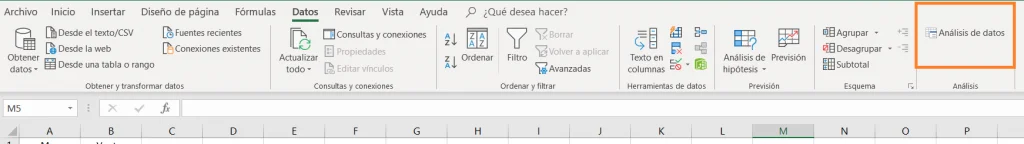 Inicio de Excel con enfoque en análisis de datos.