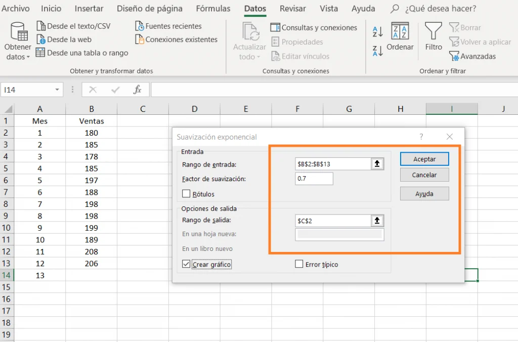 Inicio de excel con explicación e hacer un análisis de datos mediante rangos de entrada y salida.