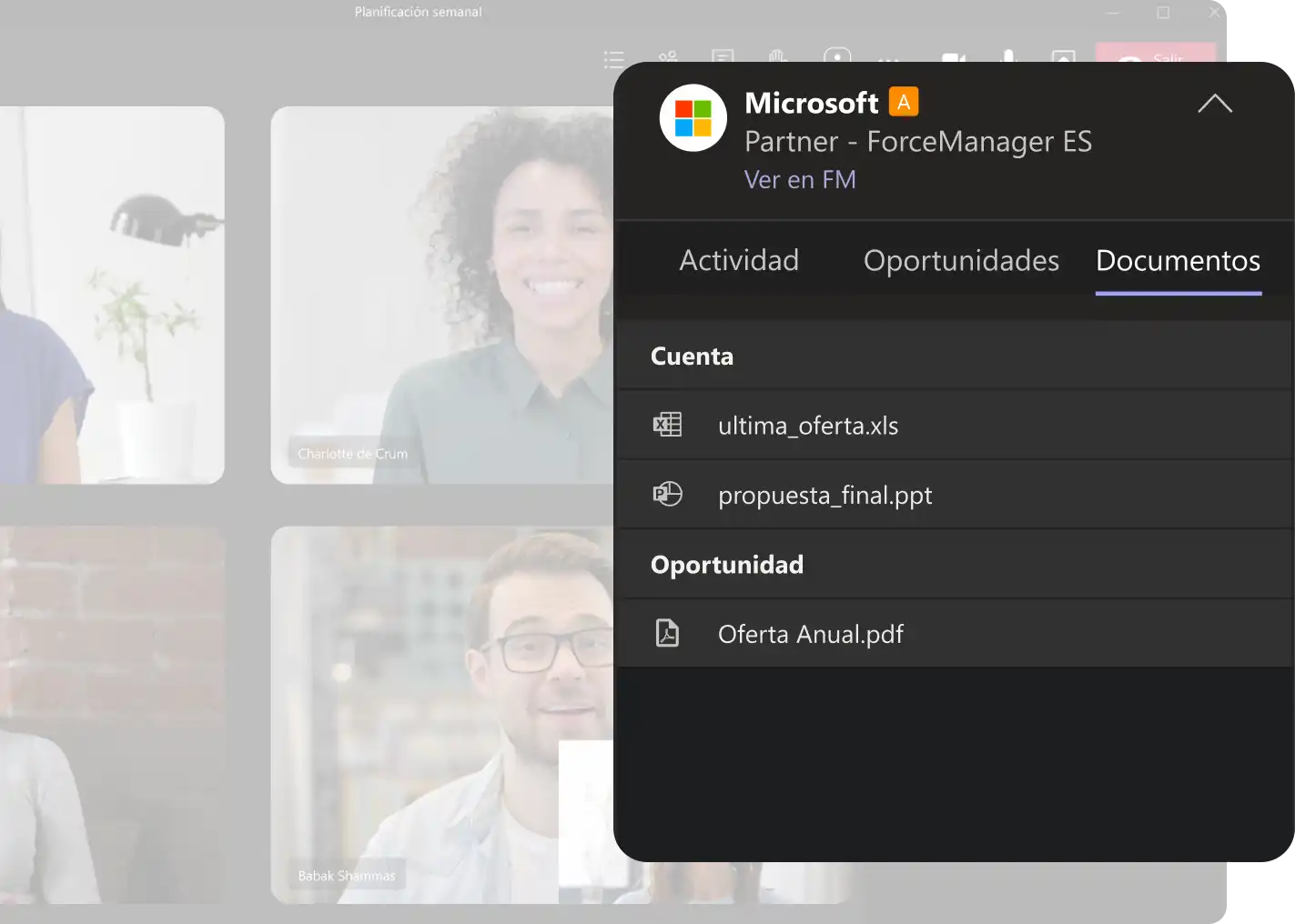 Widget con documenti necessari per facilitare le vendite in Microsoft