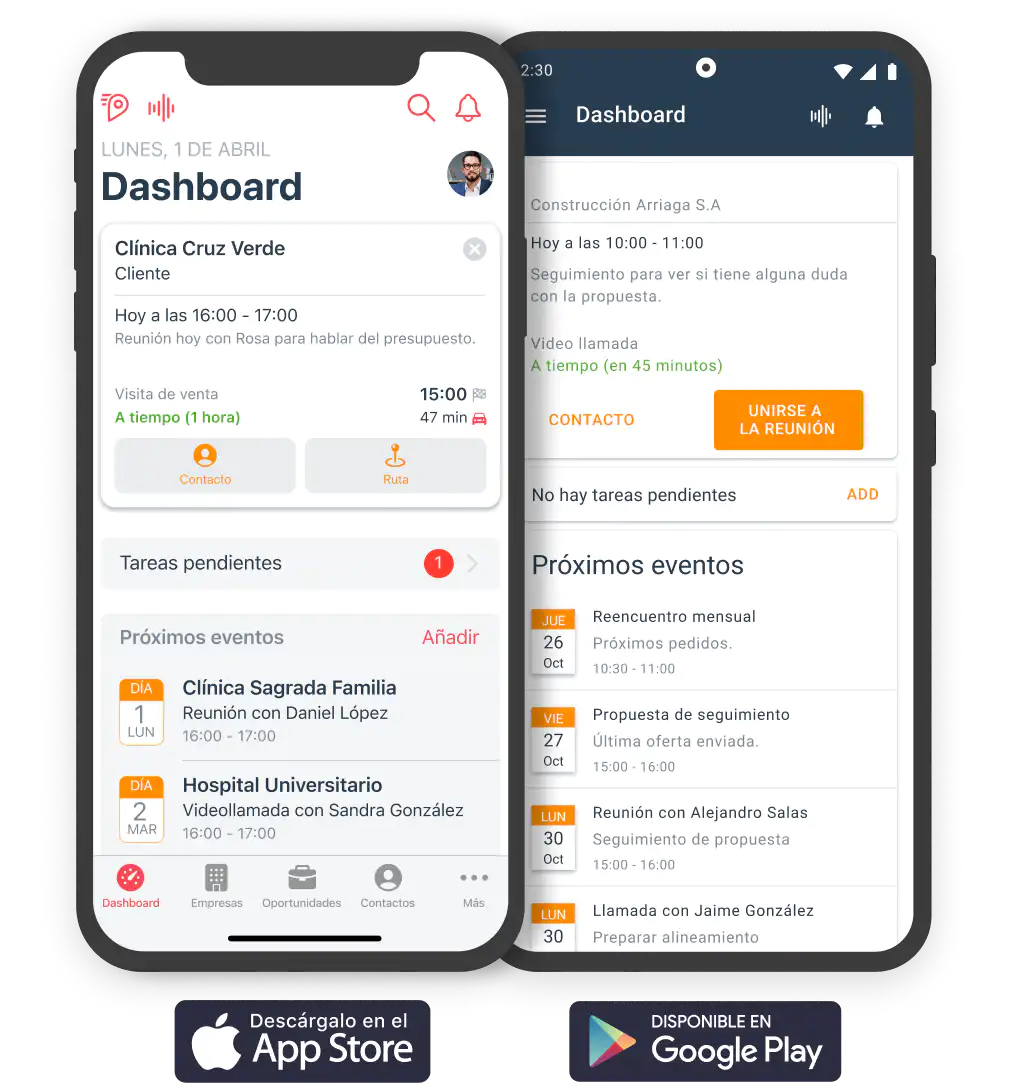 App nativa de ForceManager en móviles iOS y Android