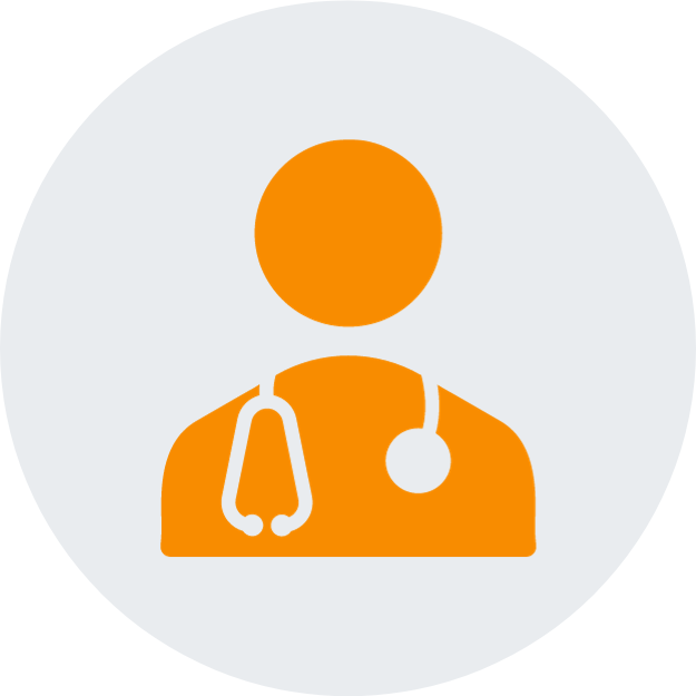 Icono de doctor silueta naranja de crm farmacia