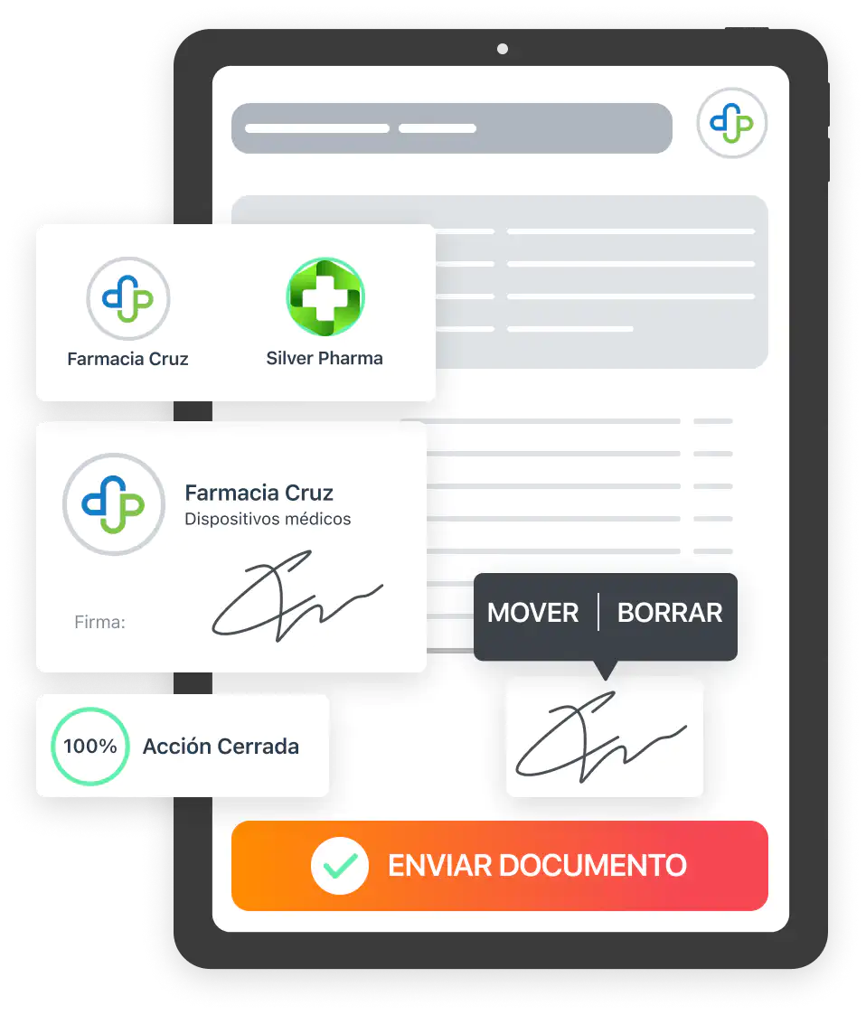 Tablet con documentos necesarios para cerrar acuerdos con firma electrónica.