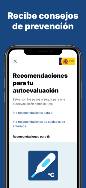 Móvil con recomendaciones para tu autoevaluación de consejos de prevención.